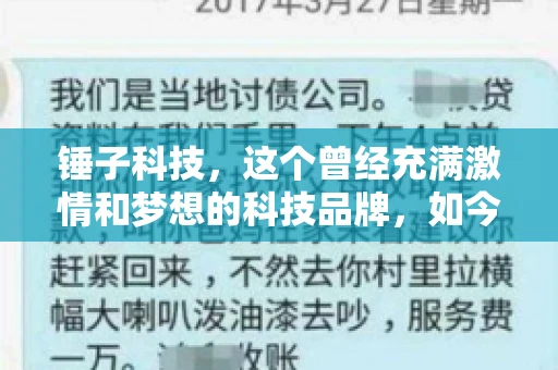 锤子科技，这个曾经充满激情和梦想的科技品牌，如今却陷入了要账的困境。今天，我们就来聊聊锤子科技要账的那些事儿。