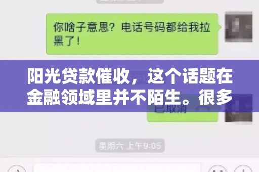 阳光贷款催收，这个话题在金融领域里并不陌生。很多人在贷款过程中，都可能遇到催收的情况。那么，阳光贷款催收是哪个公司呢？今天，我们就来聊聊这个话题。